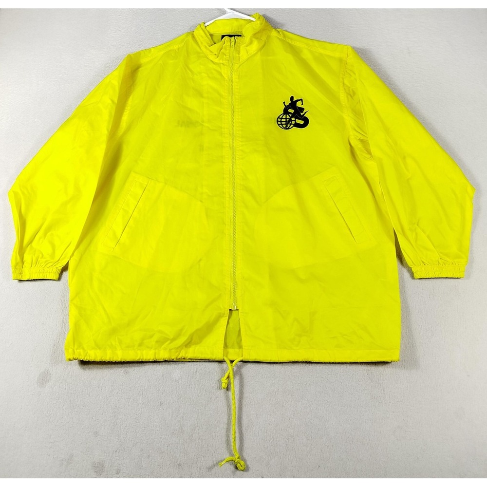 ASICS Jacket Mens One Size Yellow Senshu Marathon Staff Windbreaker Vintage